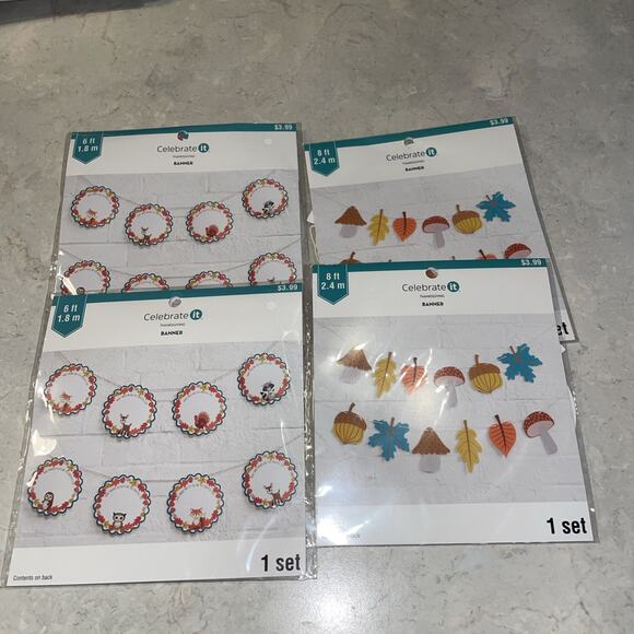 Celebrate It 4 Thanksgiving Paper Banners NIP 2 @6/8 Ft Thanksgiving Fall Decor - Picture 2 of 6